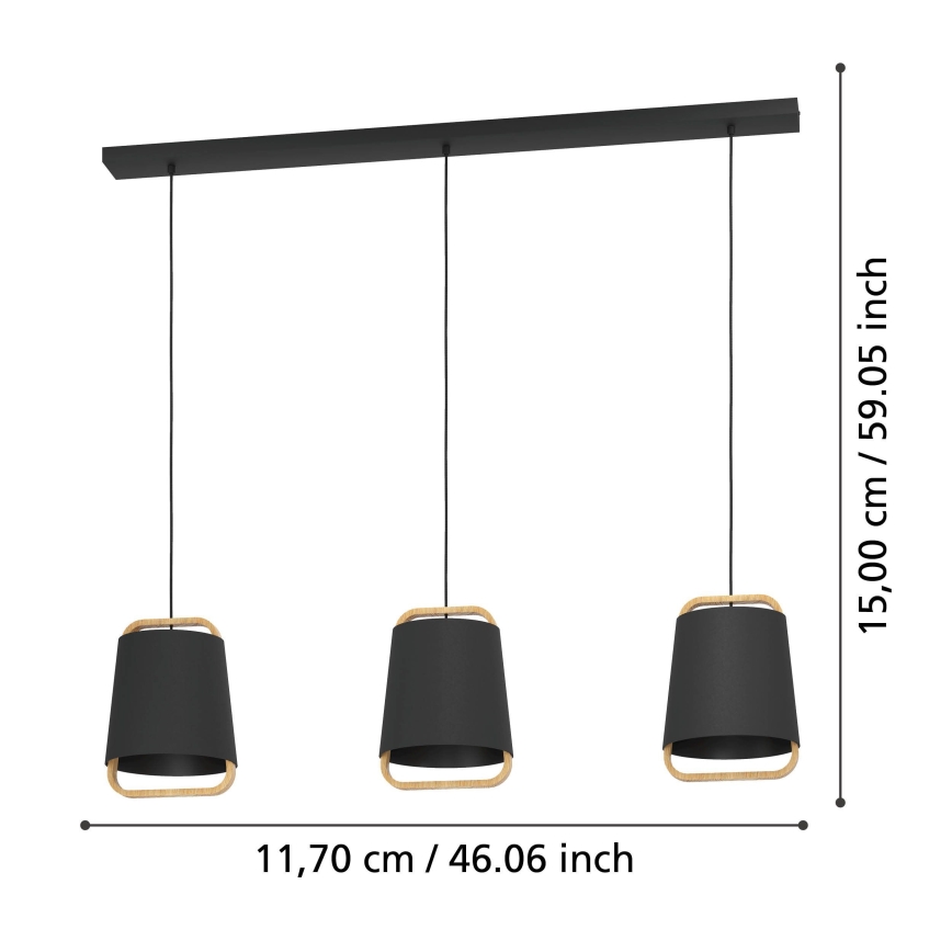 Eglo - Hängeleuchte 3xE27/40W/230V schwarz