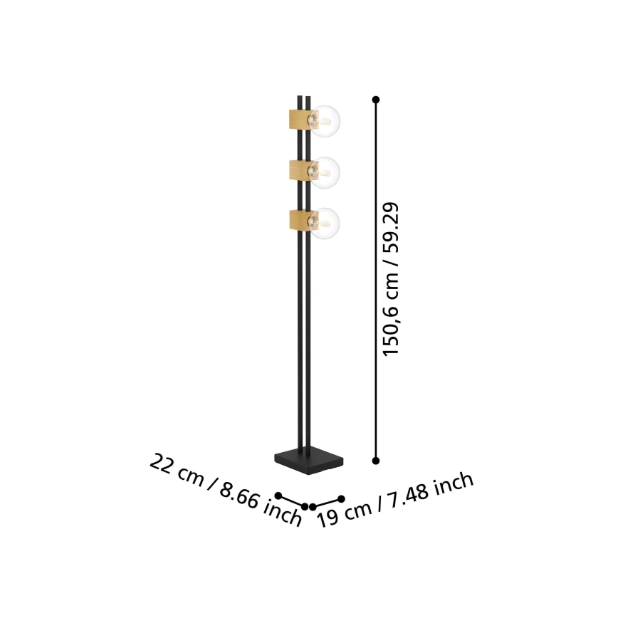 Eglo - Stehleuchte 3xE27/40W/230V schwarz/braun