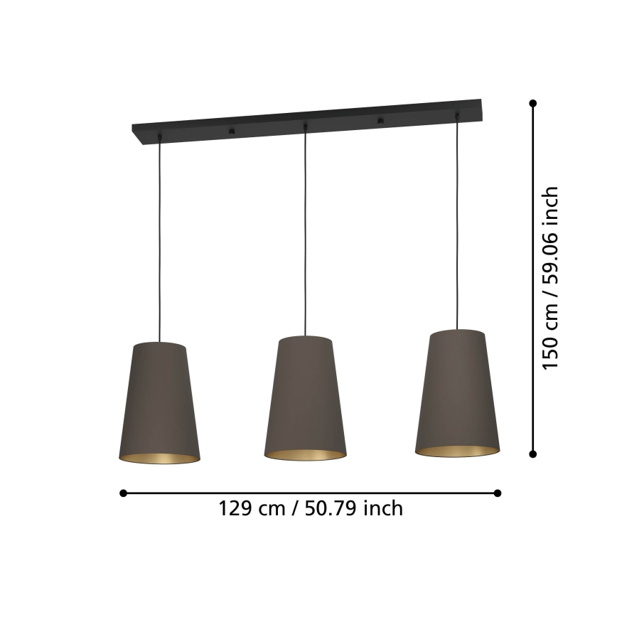 Eglo - Hängeleuchte 3xE27/40W/230V braun