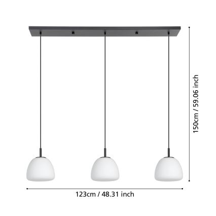 Eglo - Hängeleuchte 3xE27/40W/230V schwarz