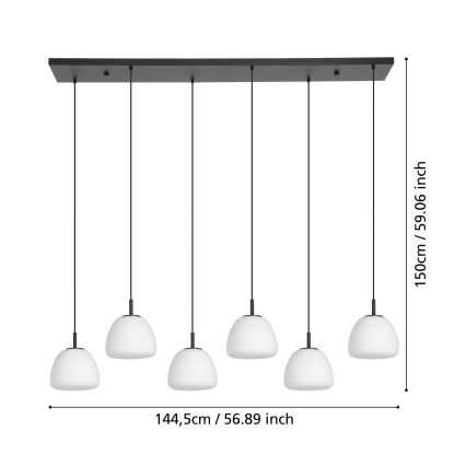 Eglo - Hängeleuchte 6xE27/40W/230V schwarz