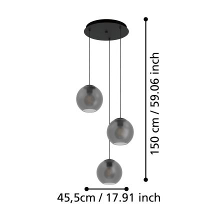 Eglo - Hängeleuchte 3xE27/40W/230V rauchig
