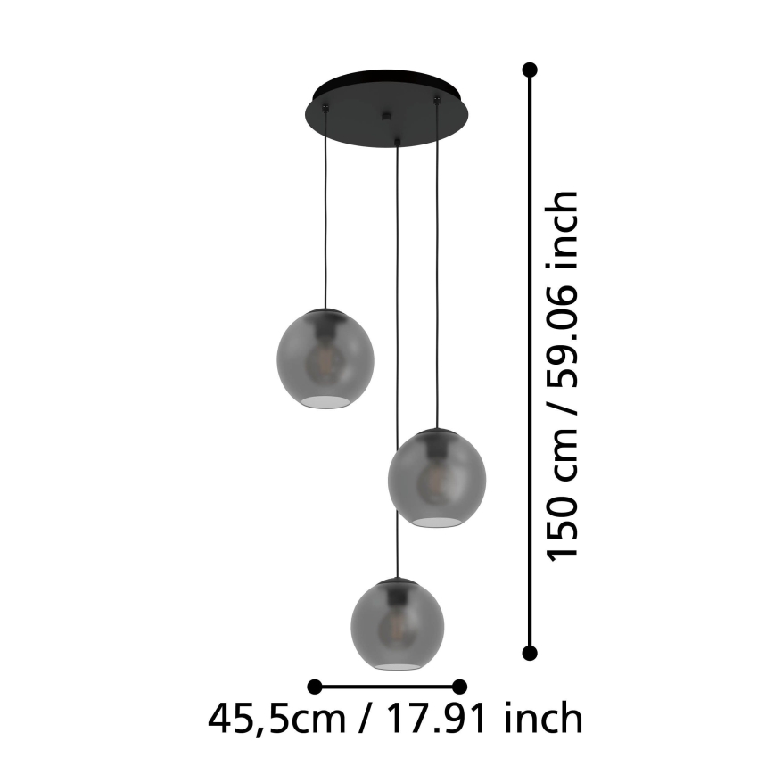 Eglo - Hängeleuchte 3xE27/40W/230V rauchig