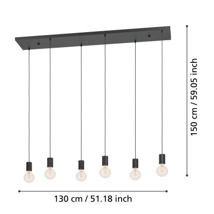 Eglo - Hängeleuchte 6xE27/40W/230V schwarz