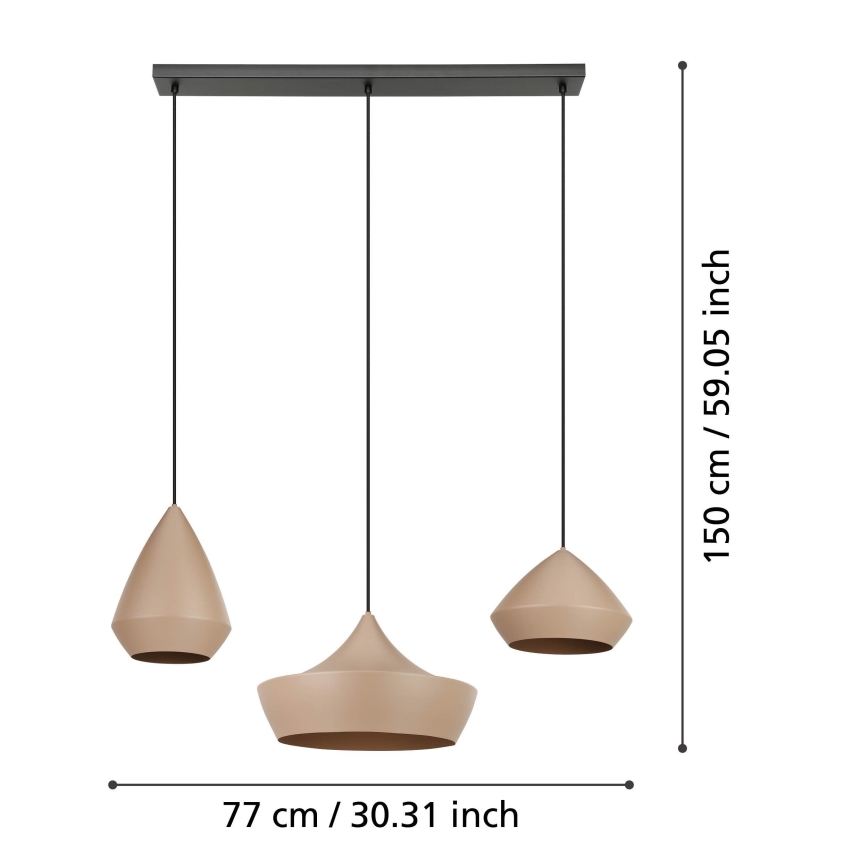 Eglo - Hängeleuchte 3xE27/28W/230V beige