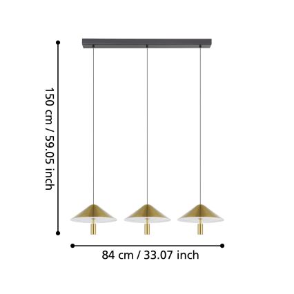 Eglo - Dimmbare LED-Hängeleuchte 3xLED/12W/230V 3000K golden