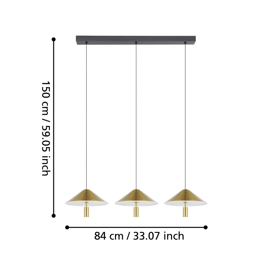 Eglo - Dimmbare LED-Hängeleuchte 3xLED/12W/230V 3000K golden