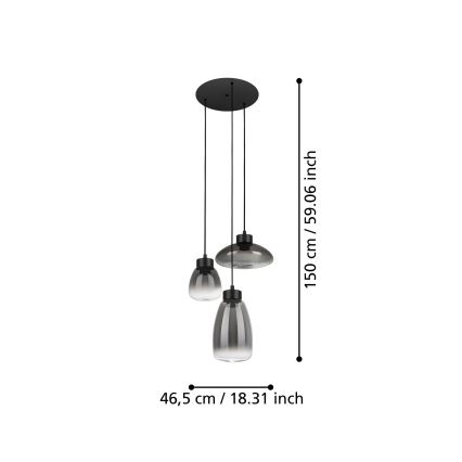 Eglo - Dimmbare LED-Hängeleuchte 3xLED/5,4W/230V 2700K rauchig