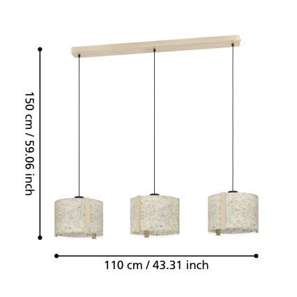 Eglo - Hängeleuchte 3xE27/25W/230V beige