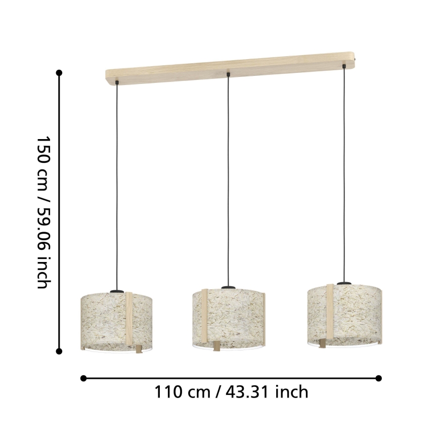 Eglo - Hängeleuchte 3xE27/25W/230V beige