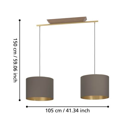 Eglo - Hängeleuchte 2xE27/40W/230V braun/golden