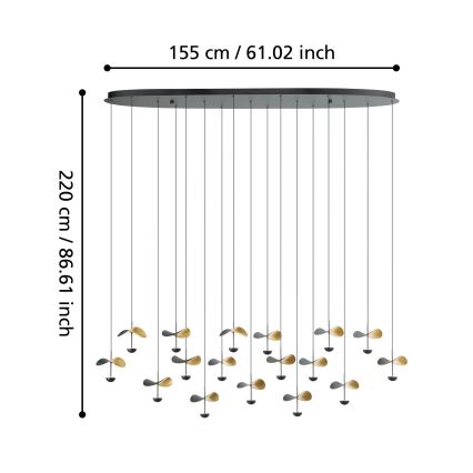 Eglo - Dimmbare LED-Hängeleuchte 17xLED/2,3W/230V 3000K
