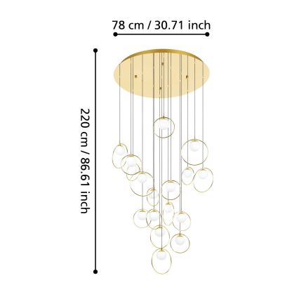 Eglo - Dimmbare LED-Hängeleuchte 17xLED/3W/230V 3000K d 78 cm golden