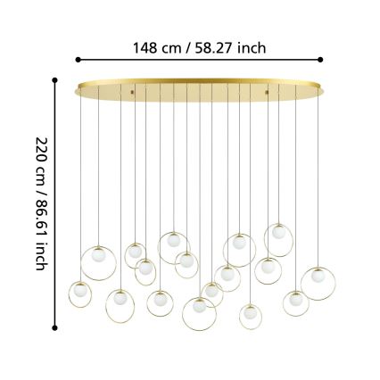 Eglo - Dimmbare LED-Hängeleuchte 17xLED/3W/230V 3000K golden