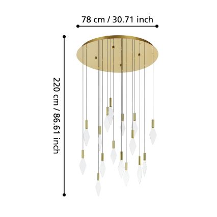 Eglo - Dimmbare LED-Hängeleuchte 16xLED/3,3W/230V 3000K d 78 cm golden