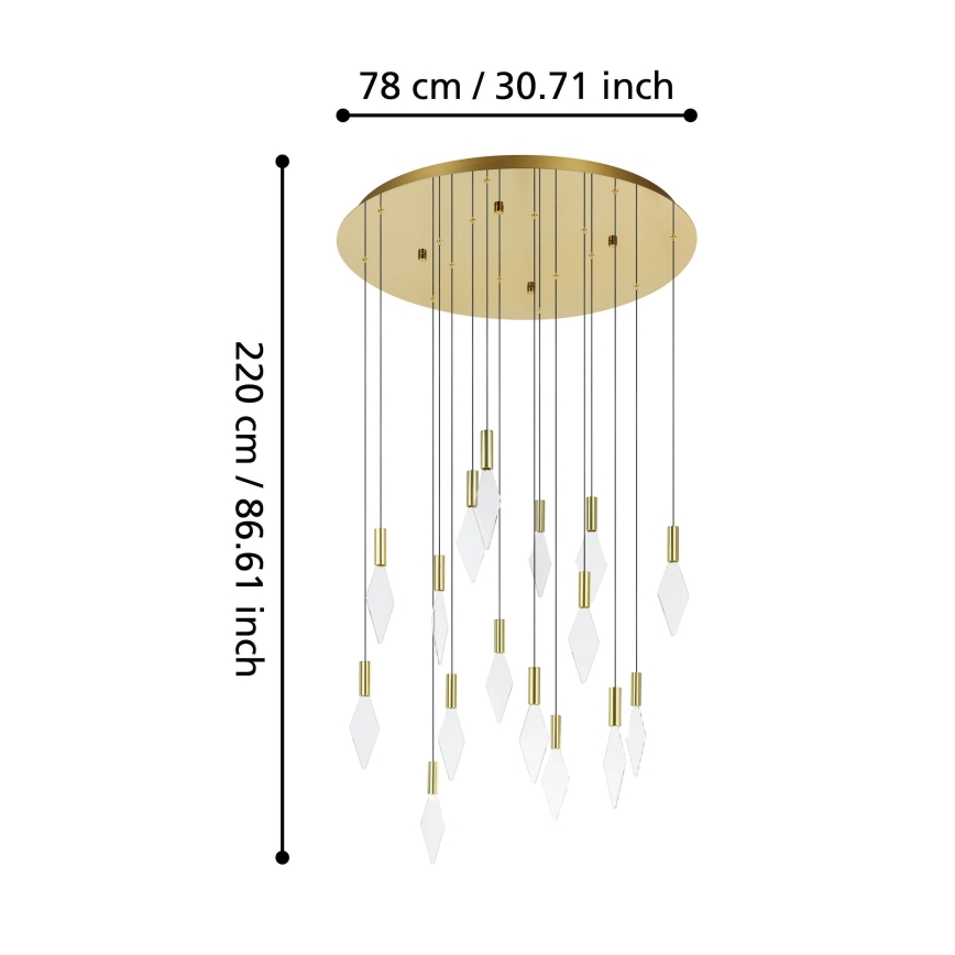 Eglo - Dimmbare LED-Hängeleuchte 16xLED/3,3W/230V 3000K d 78 cm golden