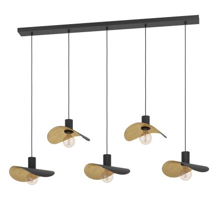 Eglo - Hängeleuchte 5xE27/40W/230V schwarz/golden