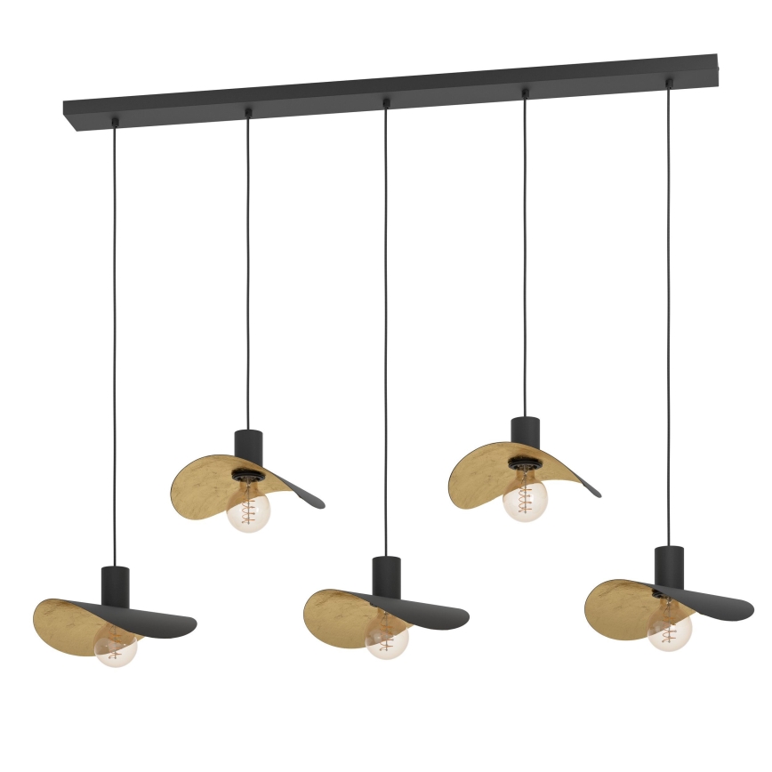 Eglo - Hängeleuchte 5xE27/40W/230V schwarz/golden