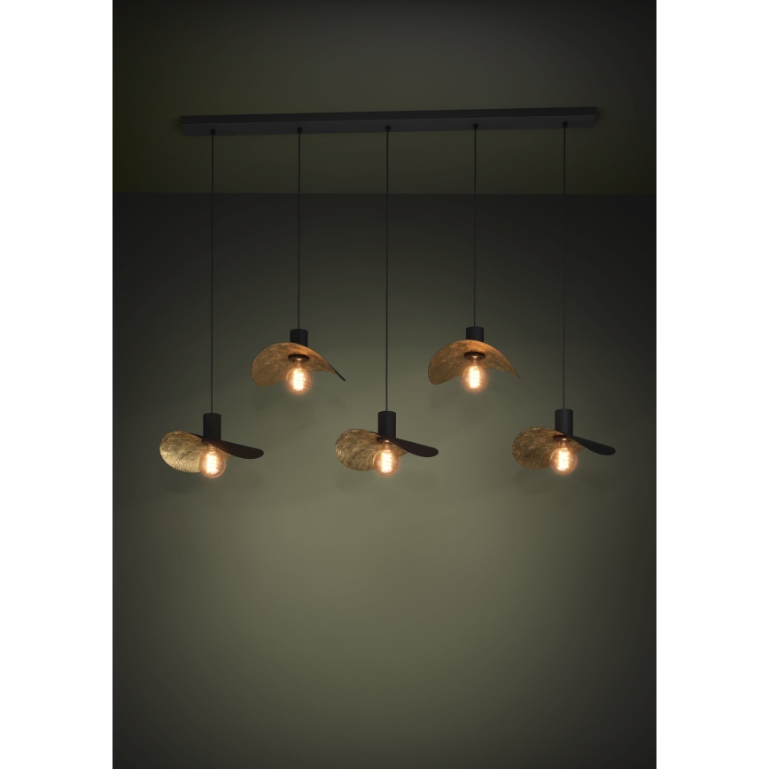 Eglo - Hängeleuchte 5xE27/40W/230V schwarz/golden