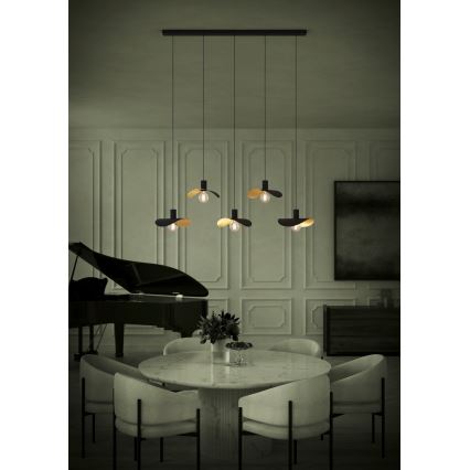 Eglo - Hängeleuchte 5xE27/40W/230V schwarz/golden