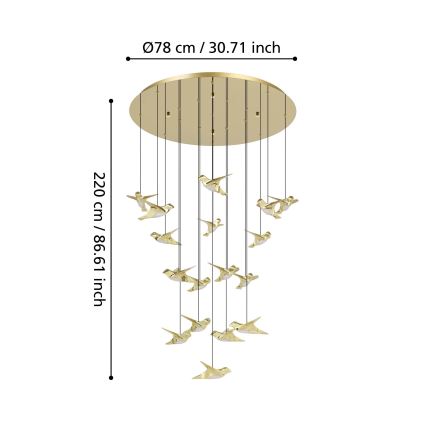 Eglo - Dimmbare LED-Hängeleuchte 17xLED/3W/230V 3000K golden