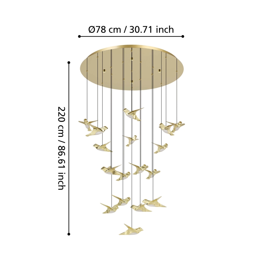 Eglo - Dimmbare LED-Hängeleuchte 17xLED/3W/230V 3000K golden