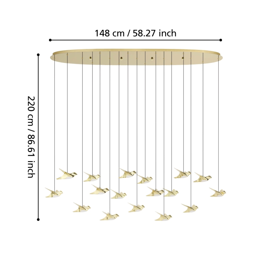 Eglo - Dimmbare LED-Hängeleuchte 17xLED/3W/230V 3000K golden