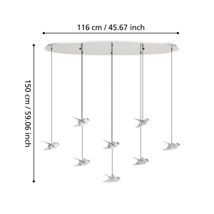 Eglo - Dimmbare LED-Hängeleuchte 8xLED/4,2W/230V 3000K glänzendes Chrom