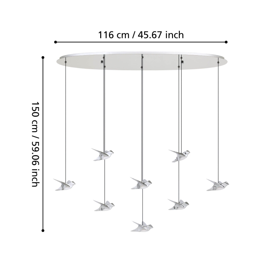 Eglo - Dimmbare LED-Hängeleuchte 8xLED/4,2W/230V 3000K glänzendes Chrom