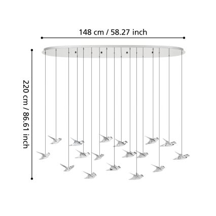 Eglo - Dimmbare LED-Hängeleuchte 17xLED/3W/230V 3000K glänzendes Chrom