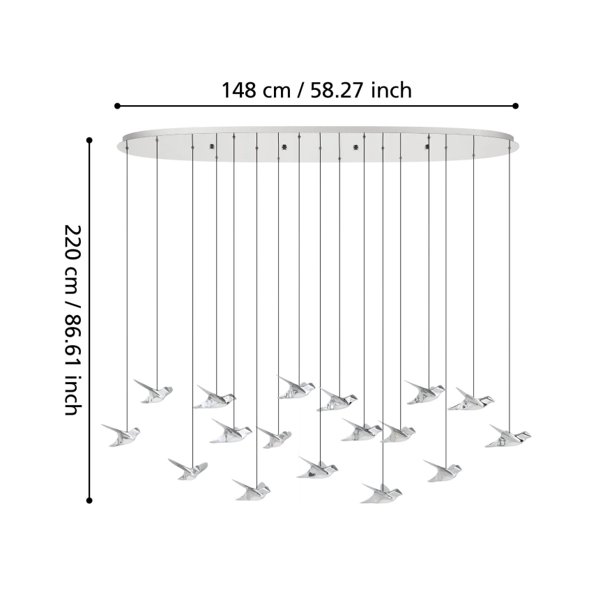 Eglo - Dimmbare LED-Hängeleuchte 17xLED/3W/230V 3000K glänzendes Chrom