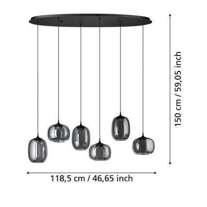 Eglo - Dimmbare LED-Hängeleuchte 6xLED/3,7W/230V 2700-6500K rauchig + Fernbedienung