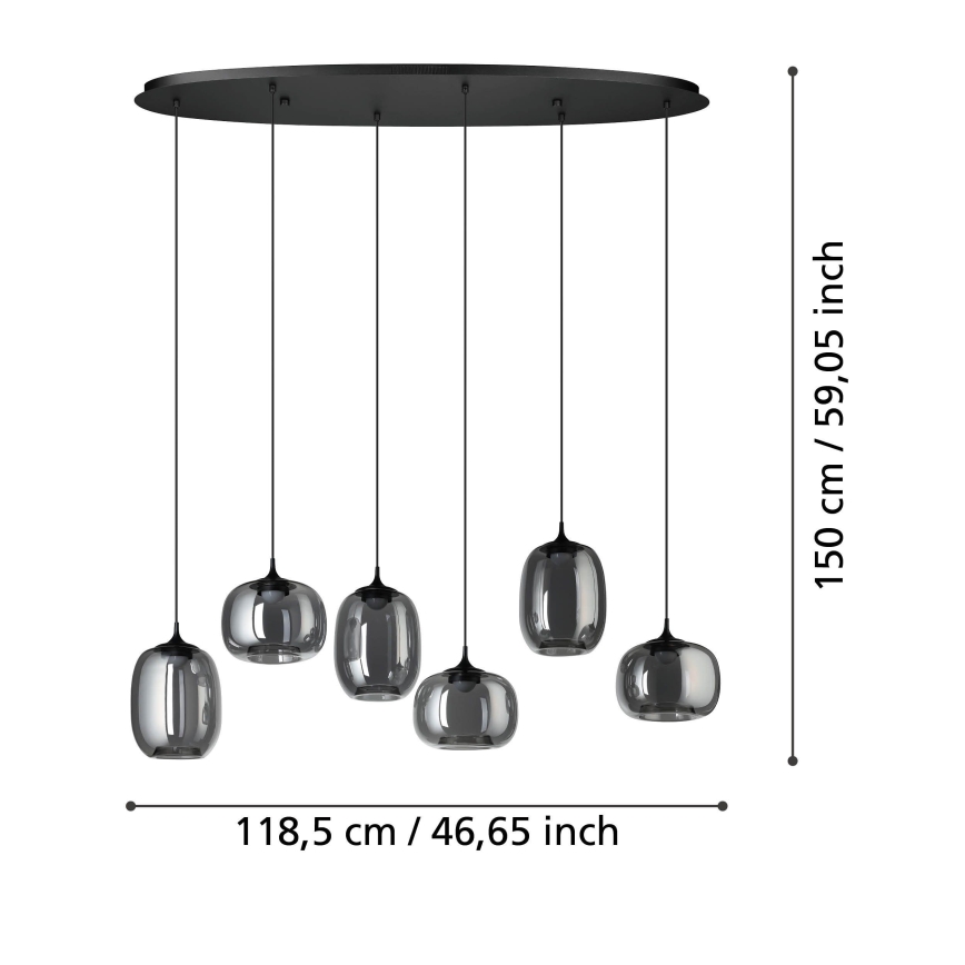Eglo - Dimmbare LED-Hängeleuchte 6xLED/3,7W/230V 2700-6500K rauchig + Fernbedienung