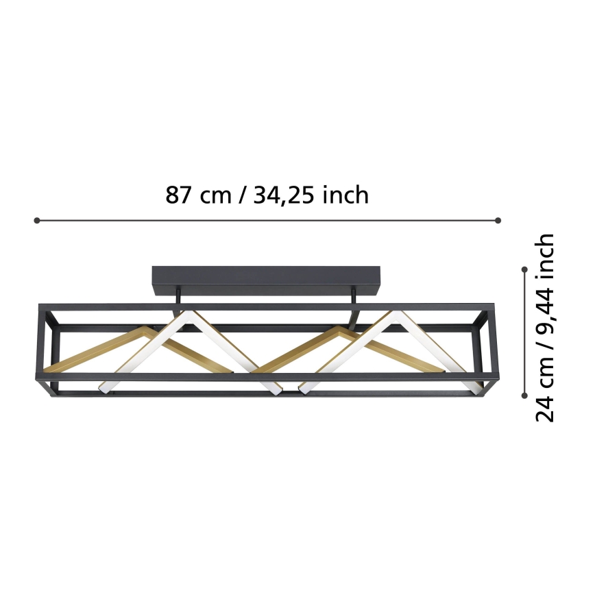 Eglo - Dimmbare LED-Anbauleuchte LED/45W/230V 2700-6500K schwarz/golden + Fernbedienung