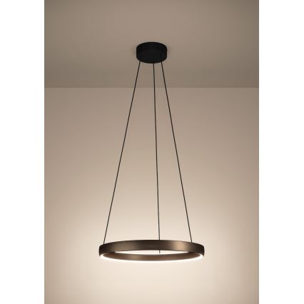 Eglo - LED-dimmbare Pendelleuchte mit Seilaufhängung und Bewegungsmelder 2xLED/19W/230V 2200-6500K Ø 55 cm braun