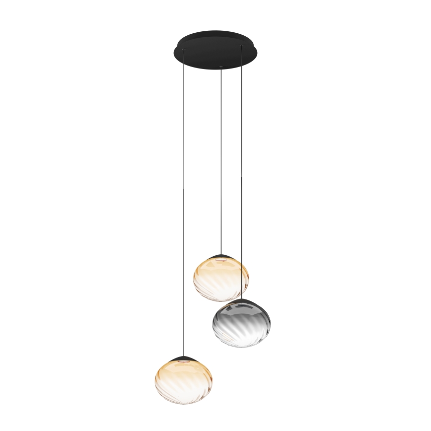 Eglo - LED dimmbare Pendelleuchte an Seil 3xLED/5,8W/230V 2200-6500K schwarz/beige/rauchfarben + Fernbedienung