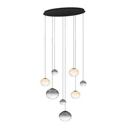 Eglo - LED dimmbare Hängeleuchte an Seil 8xLED/5,8W/230V 2200-6500K schwarz/beige/rauchfarben + Fernbedienung