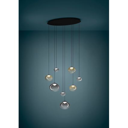 Eglo - LED dimmbare Hängeleuchte an Seil 8xLED/5,8W/230V 2200-6500K schwarz/beige/rauchfarben + Fernbedienung