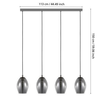 Eglo - Hängeleuchte 4xE27/60W/230V rauchig