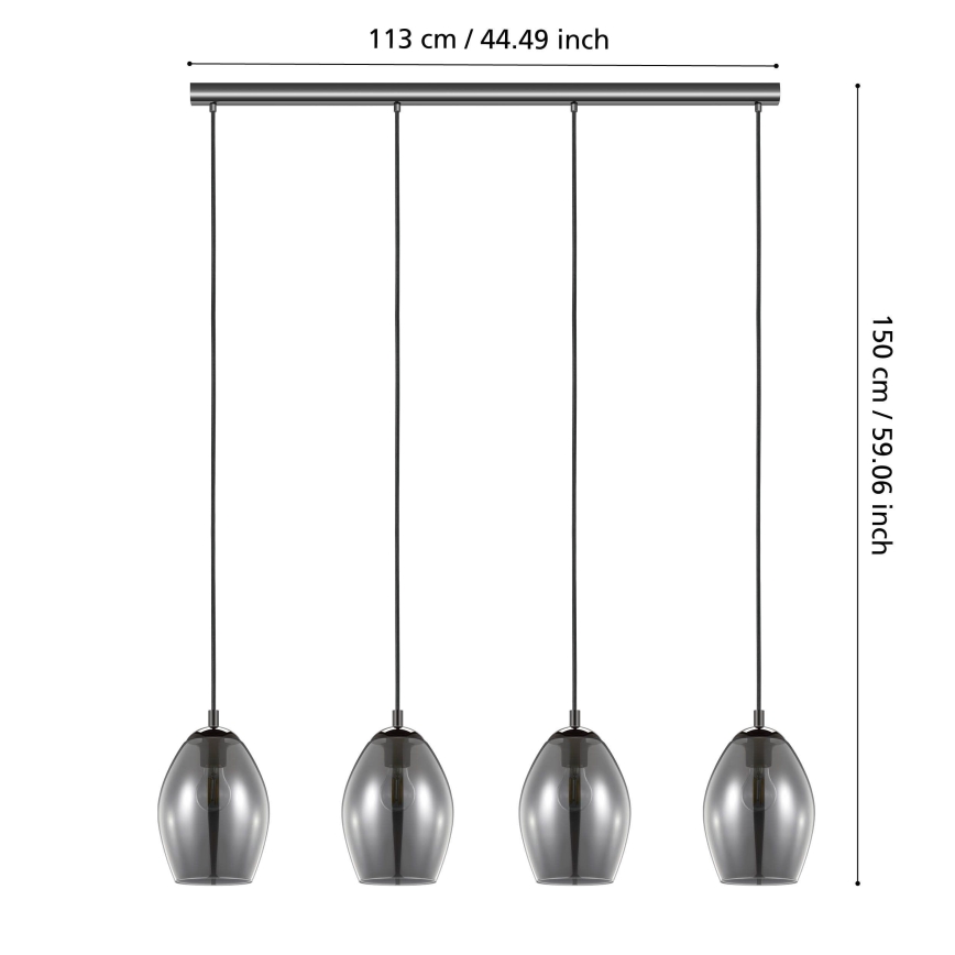 Eglo - Hängeleuchte 4xE27/60W/230V rauchig