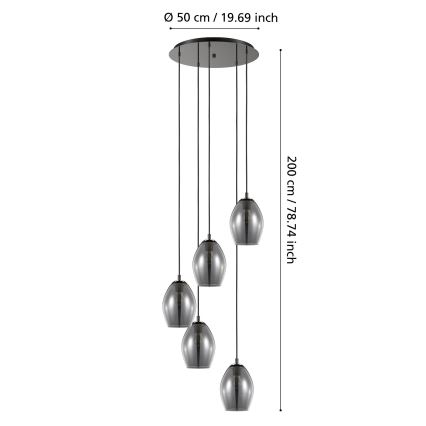 Eglo - Hängeleuchte 5xE27/60W/230V rauchig