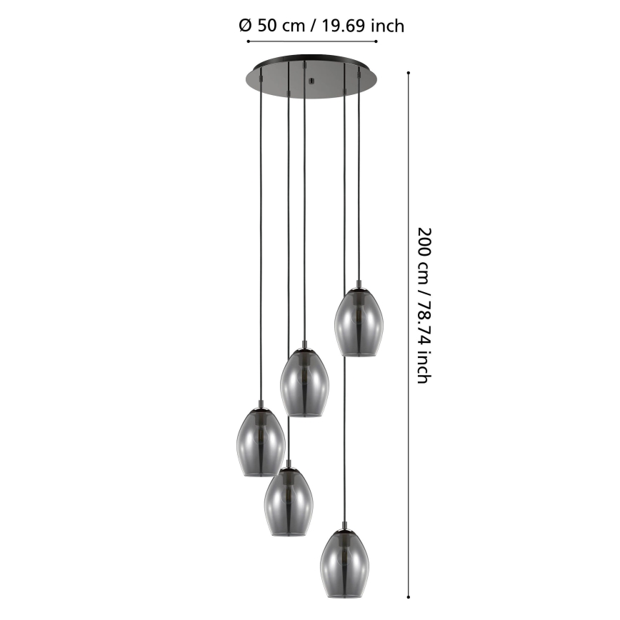 Eglo - Hängeleuchte 5xE27/60W/230V rauchig