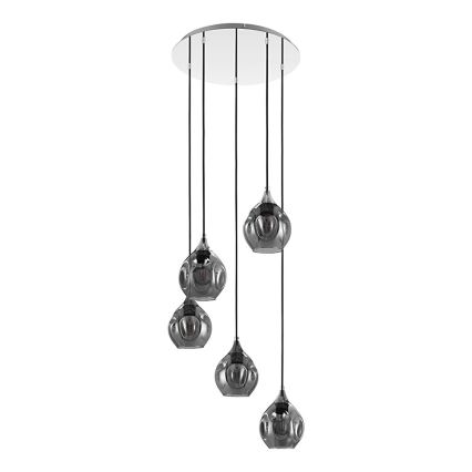 Eglo 39682 - Pendelleuchte an Kabel BREGALLA 5xE27/40W/230V schwarz/rauchglas