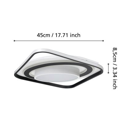 Eglo - Dimmbare LED-Deckenleuchte LED/21,5W/230V + LED/10,5W + LED/3W 3000-6500K schwarz + Fernbedienung