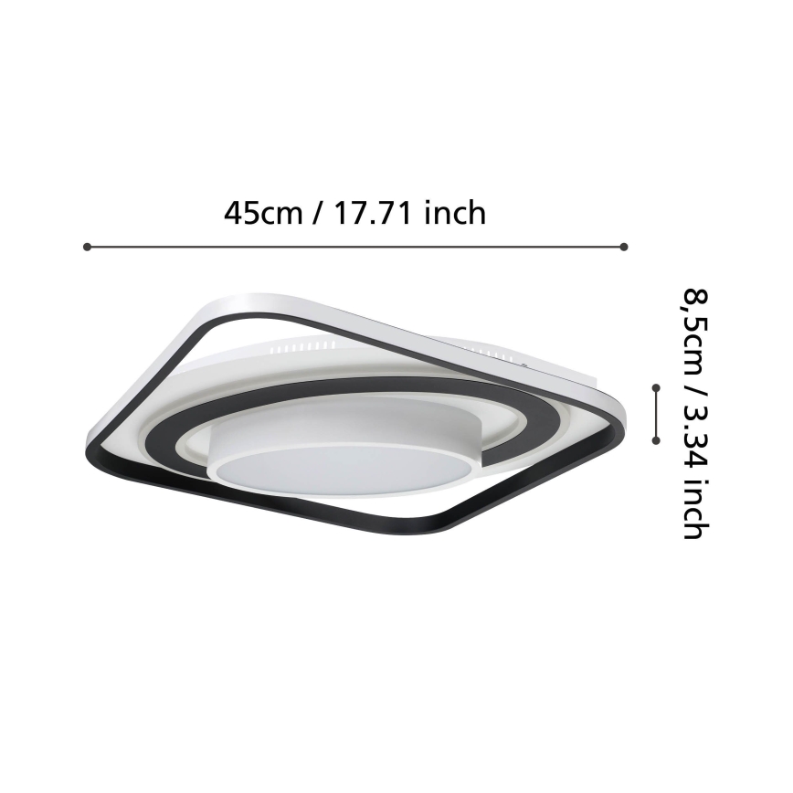 Eglo - Dimmbare LED-Deckenleuchte LED/21,5W/230V + LED/10,5W + LED/3W 3000-6500K schwarz + Fernbedienung