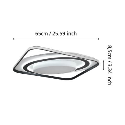Eglo - Dimmbare LED-Deckenleuchte LED/28W/230V+LED/13W+ LED/2,8W 3000-6500K schwarz + Fernbedienung