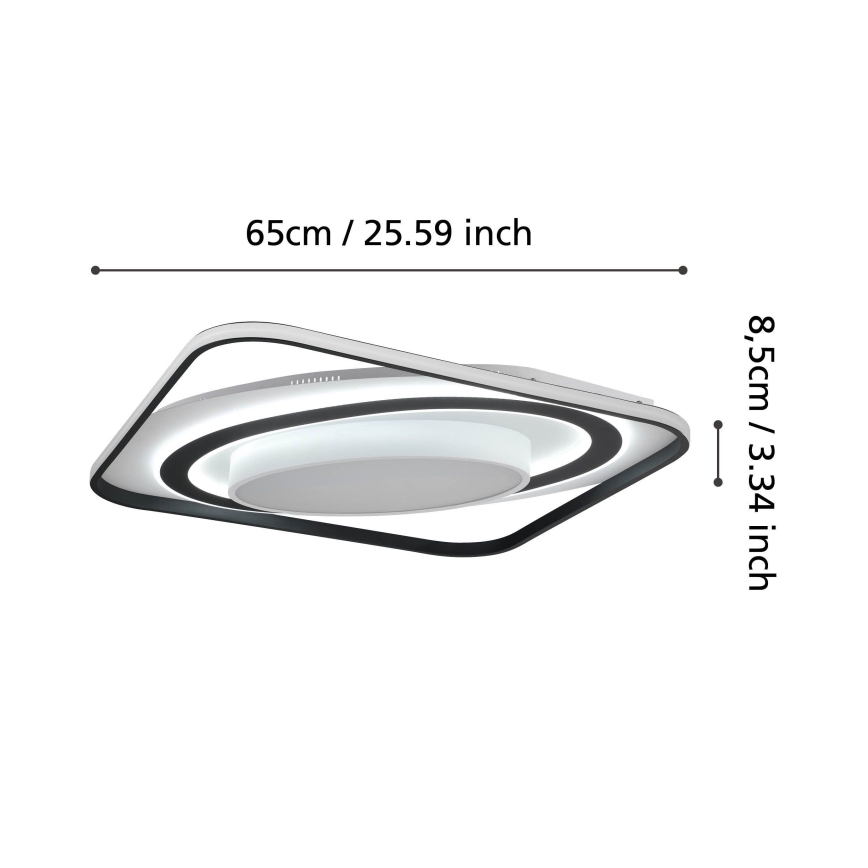 Eglo - Dimmbare LED-Deckenleuchte LED/28W/230V+LED/13W+ LED/2,8W 3000-6500K schwarz + Fernbedienung