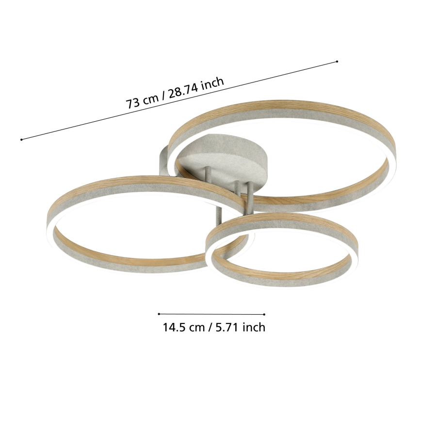 Eglo - Dimmbare LED-Anbauleuchte LED/12,5W/230V + 2xLED/15,5W 3000K grau/Eiche