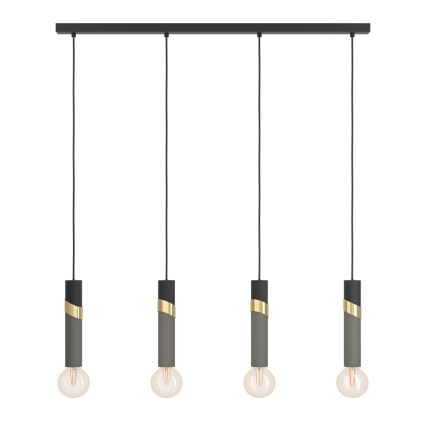 Eglo - Hängeleuchte 4xE27/40W/230V schwarz/golden