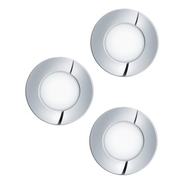 Eglo - 3er-Set LED-Einbauleuchten für Badezimmer FUEVA LED/2,8W/230V IP44 hochglanzverchromt Ø 8,5 cm